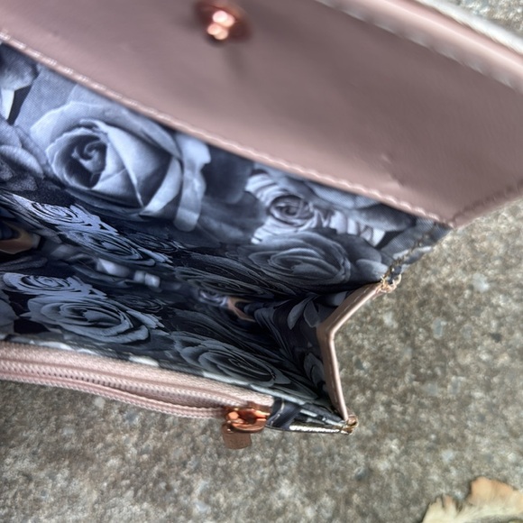 Two items! Metallic Silver Clutch and Adrienne Vittadini Rose Gold Card Holder - Picture 3 of 12